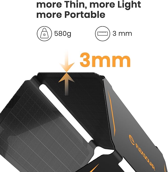 FlexSolar 30W Portable Solar Panel Chargers QC3.0 18W USB-A USB-C Output Foldable Small Power Emergency ETFE Panels IP67 Waterproof Camping Backpacking Hiking for Cell Phone Power Banks Flashlight