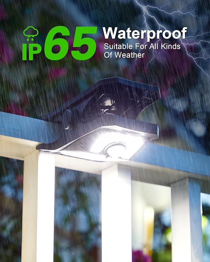 Solar Motion Sensor Lights Outdoor, Clip on Solar Lights Outdoor Waterproof, High Bright Solar Powered Security Lights for Outside Fence Chain Link Camping (2, 118 LED)