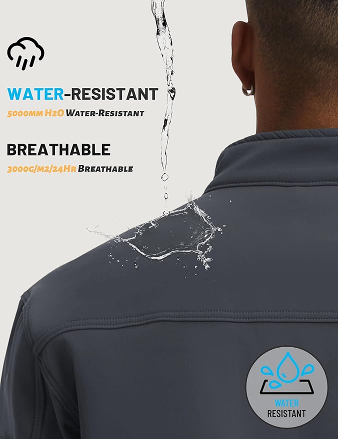 TACVASEN Men's Tactical Softshell Jacket Fleece Lined Water Resistant Windbreaker Military Lightweight Coat for Hiking