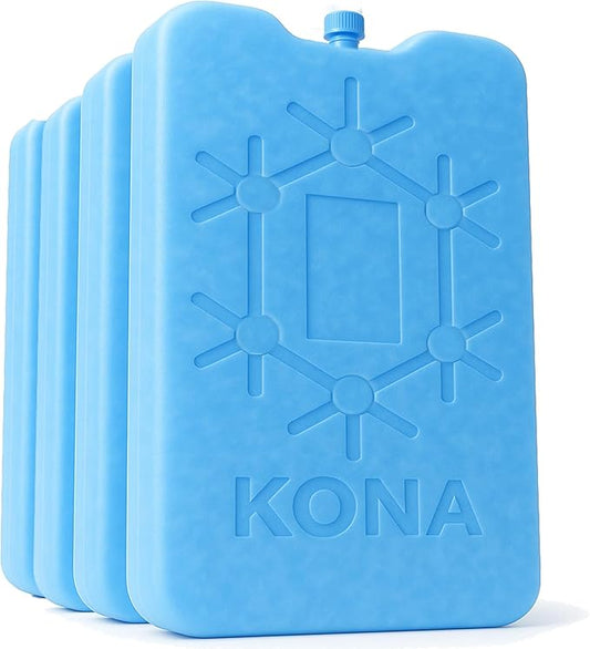 Kona Ice Packs for Lunch Boxes - No Ice Bags Required - Reusable Long Lasting Cooler Ice Packs (-5C) Small Thin Freezer Packs - Freezes in 25 Minutes (Set of 4)