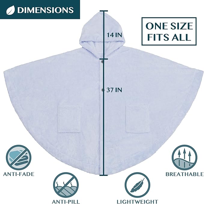 PAVILIA Angel Wrap Hooded Blanket Poncho, Wearable Blanket Throw Wrap Poncho for Women Adult, Cozy Fluffy Sherpa Fleece Shawl Cape with Hood pockets, Warm Gift for Mom Wife, Light Blue