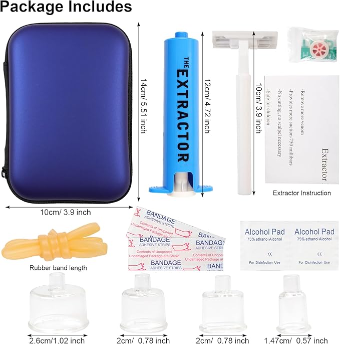 Snake Bite Kit Bee Sting Kit Venom Extractor Suction Pump Emergency Sting Bite Kit First Aid Supplies for Backpacking Camping and Hiking