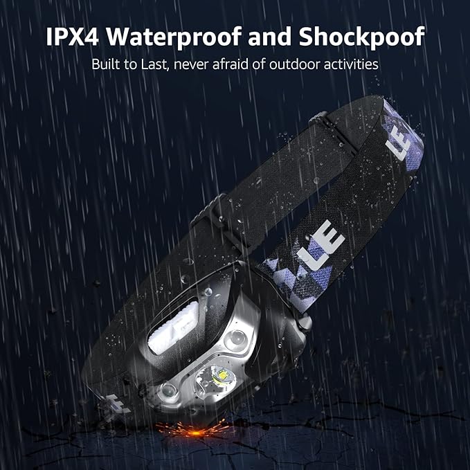 Lighting Ever LED Headlamp Rechargeable 2 Packs - Super Bright Head Lamp with 5 Modes for Camping & Hiking Gear Essentials, IPX4 Waterproof Headlight Flashlight with Red Light, USB Cable Included