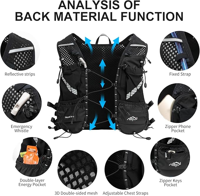 Running Hydration Vest Backpack, Lightweight Water Backpack with 1.6L Water Bladder Daypack for Women Men,Adjustable Running Vest Pack for Trail Running Hiking Cycling Race Marathon