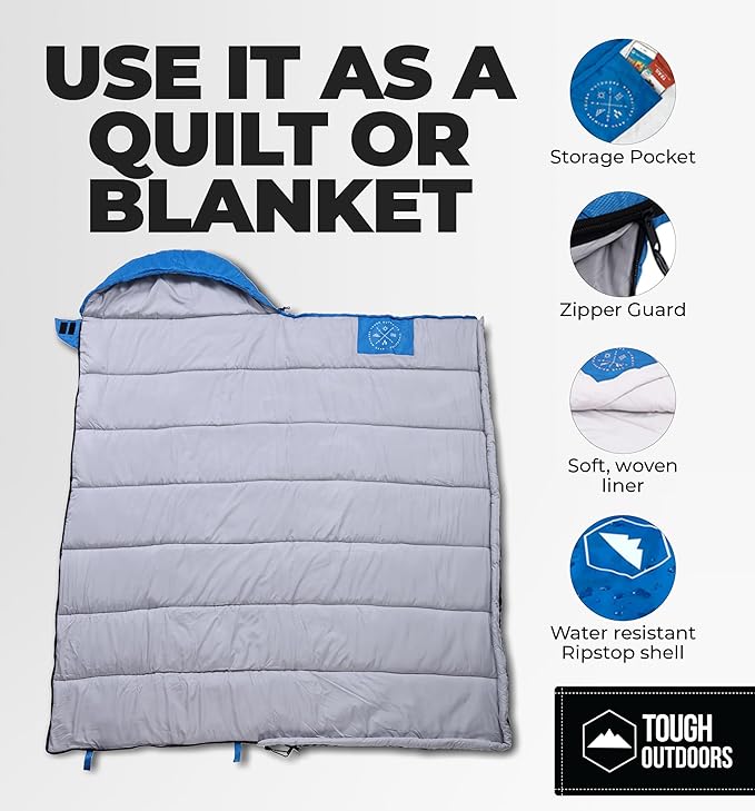Tough Outdoors Sleeping Bags for Adults & Kids Sleeping Bags Girls Boys Teens - Camping Sleeping Bag for Backpacking- Cold Warm Weather & Summer Sleeping Bag - Lightweight Waterproof Compact Sleep Bag