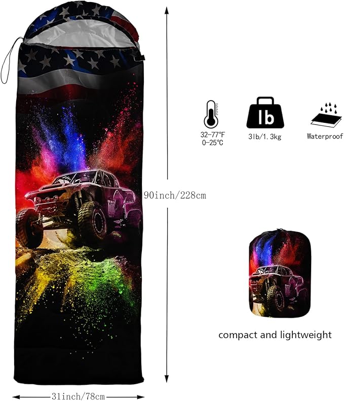 Print sleeping bag,sleeping bags,Outdoor Camping Sleeping Bag，Suitable For Children Boys And Girls Portable,Waterproof,Compact And Lightweight,Great For Outdoor Camping,Backpacking And Hiking