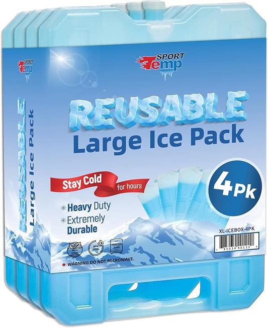 Reusable Jumbo Ice Pack - Long Lasting - Perfect for Keeping Food Or Beverages Cold, Coolers, Camping, Beach Coolers, Hiking & More, Clear Blue