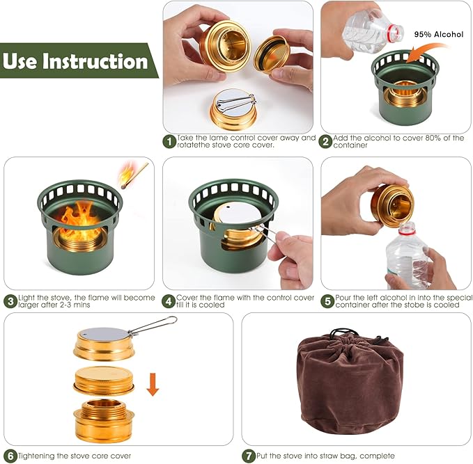 2 In 1 Mini Alcohol Stove For Camping, Portable Alcohol Burner With Stainless Steel Cross Stand, Storage Bag, Lightweight Tiny Brass Stove For Backpacking Emergency Outdoor Coffee