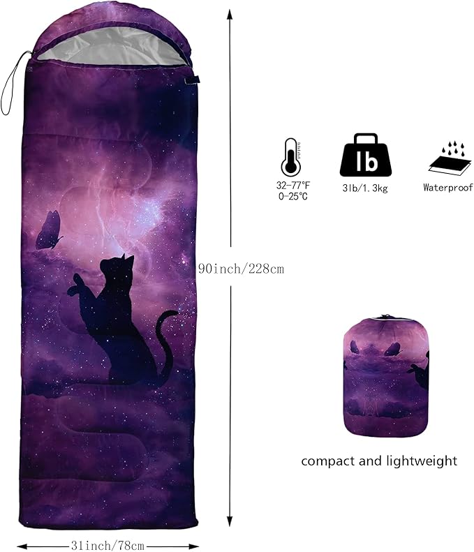 QOOMO Camping Sleeping Bags,3 Season Warm & Cool Weather,Lightweight,Waterproof Sleeping Bags for Adults & Kids,Traveling,and Outdoors,Camping Gear Equipment