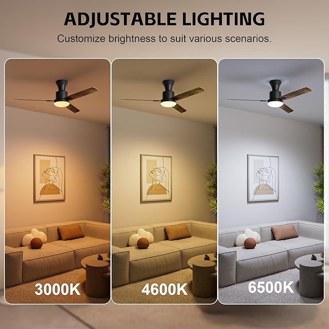 Obabala 60 Inch Ceiling Fan LED Light, Ultra-Quiet 6-Speed DC Motor, Remote & APP Smart Control, Indoor & Outdoor Fan for High Ceiling, Living Room