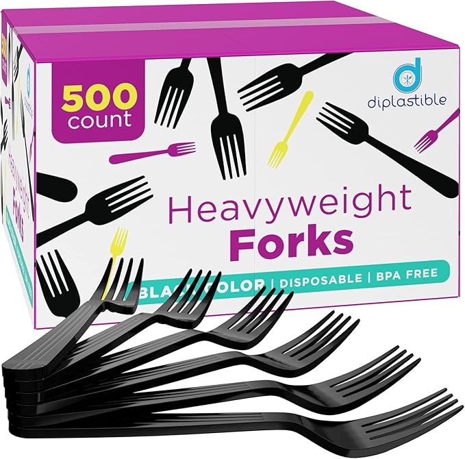 Plastic Forks Heavy Duty - Forks Plastic Disposable Utensils - Plastic Cutlery For Parties, Celebrations And Events Pack Of 500