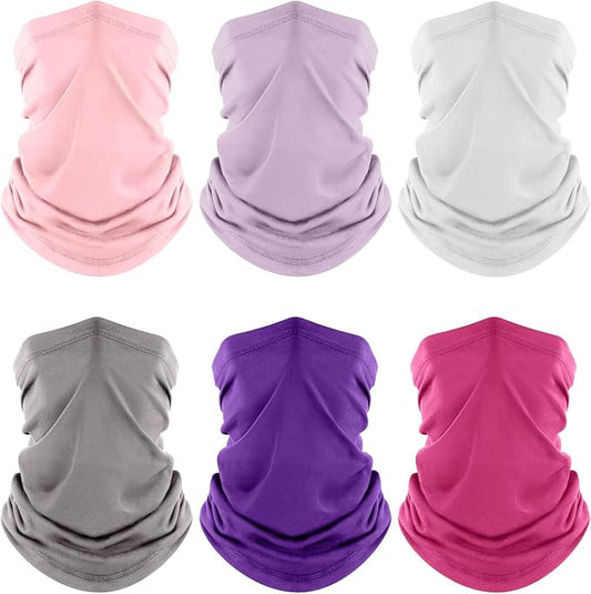 Fuinloth Neck Gaiter, 6 Pack Cooling UV Protection Bandana Buff Face Mask Gator Scarf for Men Women