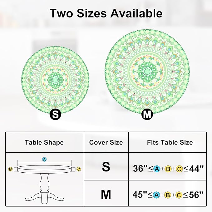 Round Tablecloth Fitted Elastic Table Cover Waterproof Table Cloth for Dinner, Party, Picnic,Camping, Round Table Cover for Indoor Outdoor