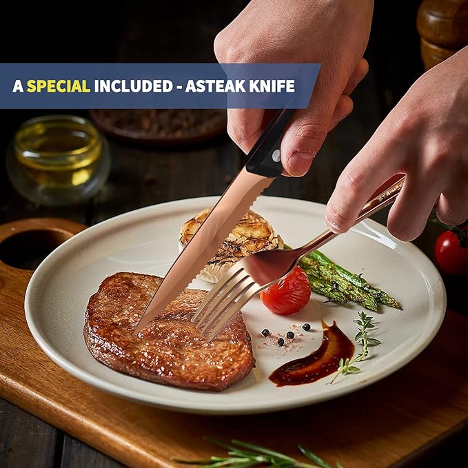 Travel Utensils with Case,Reusable Utensils,Portable Travel Camping Cutlery Set,Stainless Steel Flatware Set,Lunch Boxes Workplace Camping School Picnic (Rose Gold)