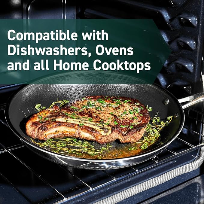 HexClad Hybrid Nonstick 6-Piece Fry Pan Set, 8, 10, and 12-Inch Frying Pans with Tempered Glass Lids, Stay-Cool Handles, Dishwasher-Friendly, Induction Ready, Compatible with All Cooktops
