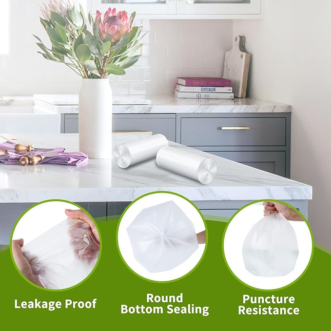 Small Trash Bags 1.2-Gallon: Bathroom Trash Bags Small Garbage Bags Clear Trash Bags for Bathroom Bedroom Office - Mini Trash Liners (Clear, 150 Counts)