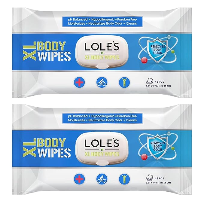 LOLE'S Body Wipes XL - Wet Wipes for Adults, 192 Count - 4 x 48, Adults No Shower, Adult Bed Bath, Incontinence Wipes Large & Fresh, Paraben Free, Ideal for Camping, Gym, Travel, Hospital