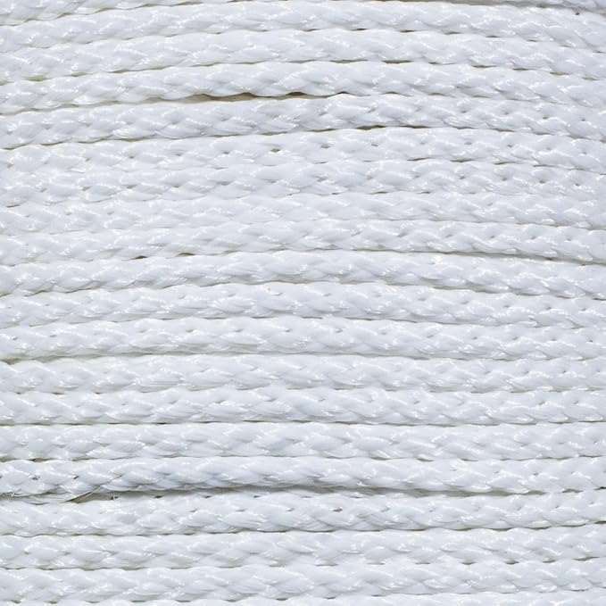 Hollow Braid Polypropylene Rope (3/8 Inch, 100 Feet, White) - Barrier Rope - Trail Marking, Crowd Control, Golf Courses