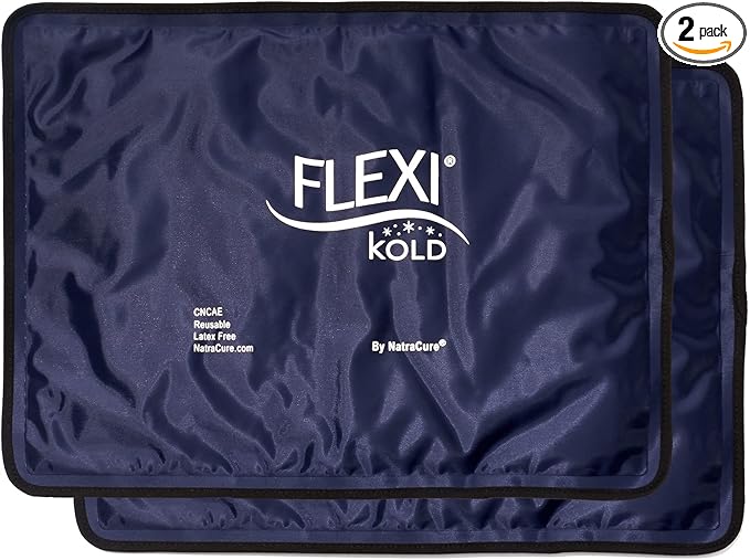 2 FlexiKold Gel Ice Packs (Standard Large: 10.5" x 14.5") - Reusable Cold Pack for Injuries, for Back Pain Relief, Migraine Relief Pad, After Surgery, Postpartum, Headache, Shoulder - 6300-COLD 2PK
