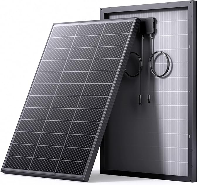 N-Type 16BB 100 Watt Solar Panel, Compact 12V 100W Solar Panel, 25% High Efficiency Monocrystalline PV Modules, Ideal for RV, Trailer, Camper, Van, Marine, Rooftop, Home, Off-Grid (100w Single Panel)