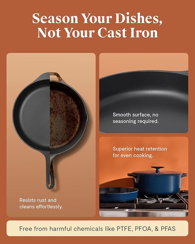 Caraway Enameled Cast Iron Dutch Oven - 8qt Dutch Oven With Lid - 3 Layer Enamel Coating - No Seasoning Required - Compatible With All Stovetops - Oven Safe - No Forever Chemicals - Rust