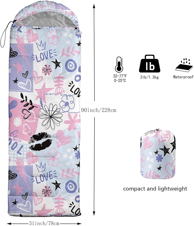 Kids Sleeping Bag for Boys Girls,3D Basketball Print-Lightweight Warm Portable Outdoor Indoor-Waterproof Cold Weather Resistant Sleeping Bag for Camping Hiking