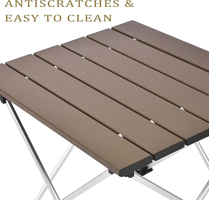 Grope Small Folding Camping Table with Aluminum Table Top, Beach Table for Sand with Carrying Bag,Prefect for Outdoor,Picnic,BBQ,Cooking,Festival