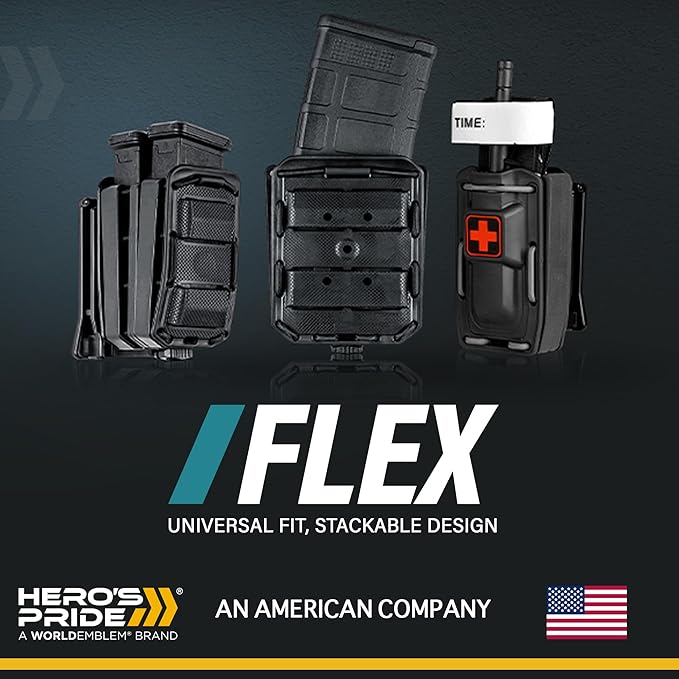 Hero’s Pride MOLLE Handcuff Case - Cover Top Universal Fit Flex Handcuff Pouch for Duty Belts Up to 2.5" Wide - Law Enforcement Handcuff Holder Mounts on Tactical Belt and Vest - Easily Stackable