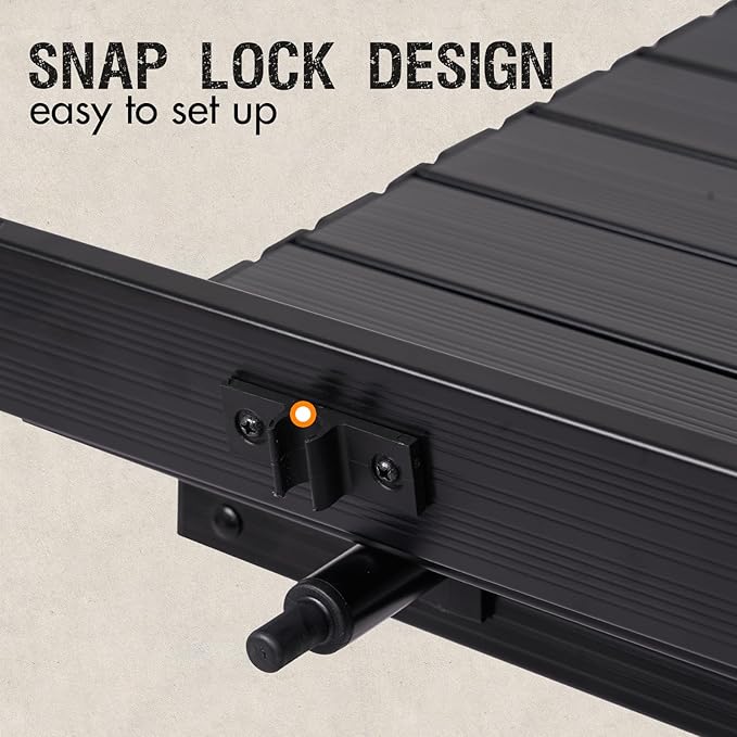 PORTAL Camping Table Portable Foldable with Adjustable Legs, Aluminum Folding Table Roll Up Table with Carrying Bag for Outdoor, Beach, Picnic, Backyards, BBQ and Party, Black, Big