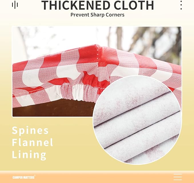 Picnic Table Cover and Bench Covers, Fitted Tablecloth Cover with Elastic Edge, Water and Oil Proof, for Outdoor, Garden, Camping, 72x28 Inch, 3 Pieces Set, Red & White