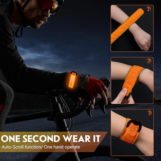 Simket LED Armband Rechargeable for Running(2 Pack), Running Lights for Runners, Running Lights, High Visibility Reflective Running Gear Adjustable Light Up Arm Bands for Men Women Kids