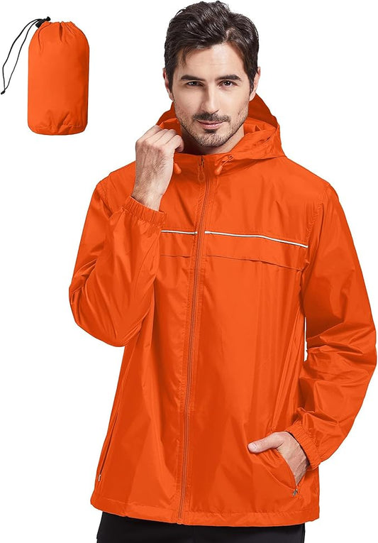 SWISSWELL Rain Jacket Men Waterproof Windbreaker, Lightweight Hooded Raincoat for Daily Casual