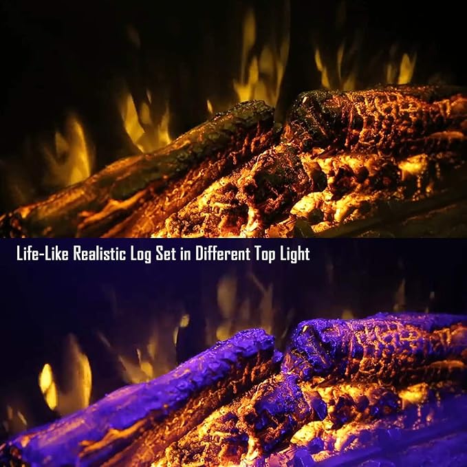 25'' Electric Fireplace Insert, Retro Recessed Fireplace Heater with Fire Cracking Sound, Remote Control & Timer, 750/1500W, Black