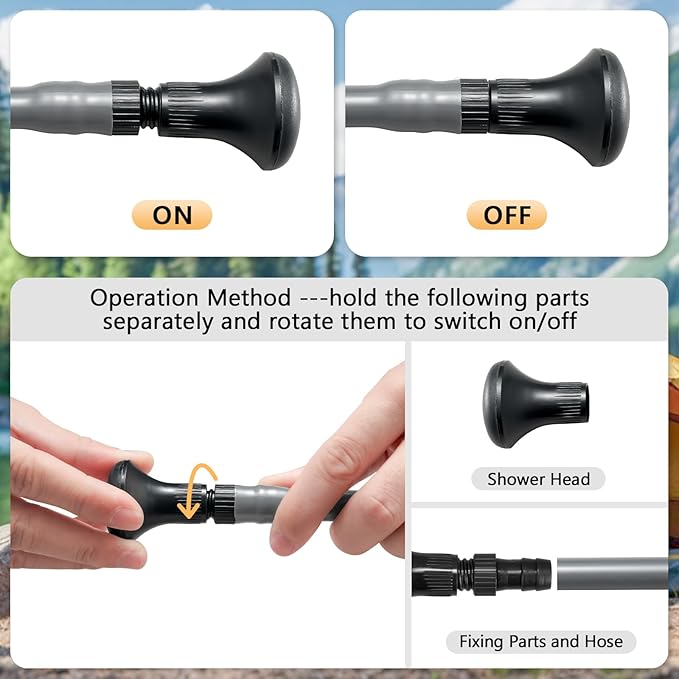 Solar Shower Bag, 5 Gal/3 Gal Solar Heating Camping Shower Bag, On-Off Switchable Shower Head, Portable Shower with Thick Tarpaulin for Camping, Surfing, Outdoor Traveling, No Tear & Leak