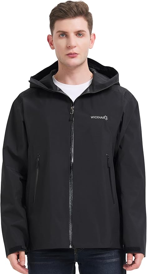 WICKHAM Men's High-performance Rain Jacket Outdoor Waterproof Windproof Coat fully Sealed Seams Shell for Expedition,Golf