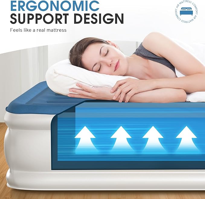 DIVON Air Mattress Full with Built in Pump,18’’Thicken Inflatable Mattress in 3 Mins,Foldable Blow Up Mattress,Portable Full Size Air Mattress for Camping,Travel&Floor,Air Bed for Adults,660lbs