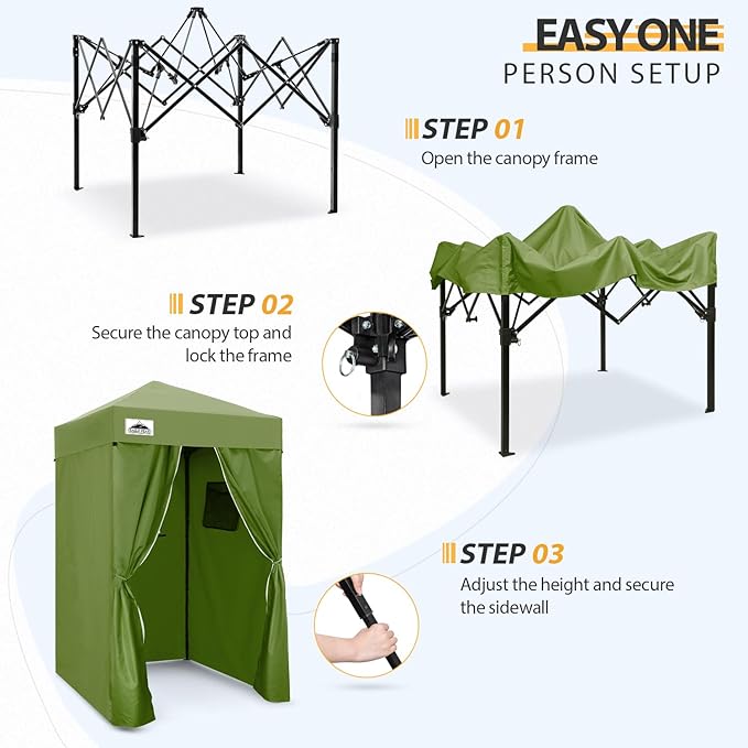 EAGLE PEAK Flex Ultra Compact 4x4 Pop-up Canopy, Sun Shelter, Changing Room, Portable Privacy Canopy Cabana for Pool, Fashion Photoshoots, or Camping, Army Green