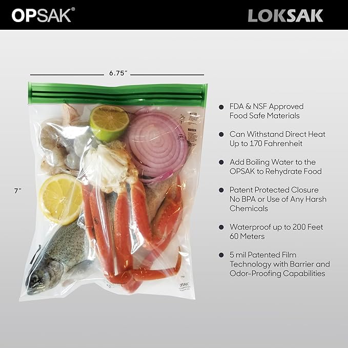 LOKSAK - OPSAK Odorproof Dry Bags for Backpacking, Hiking and Storage- Resealable Reusable and Recyclable Storage Bags (2 Pack 7 in x 7 in)