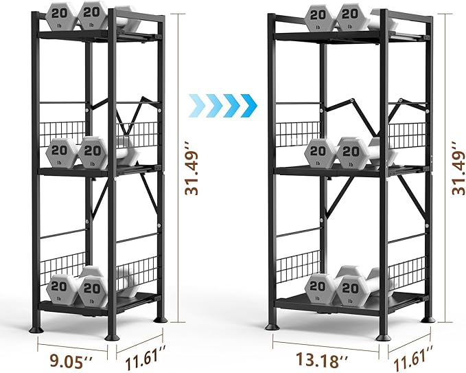 Himix 3-Tier Bathroom Shelves Expandable Narrow Shelf Metal Shelving Unit Storage Rack Open Floor Corner Shelf for Bathroom, Kitchen, Laundry, Office, Bedroom Organization (Black)