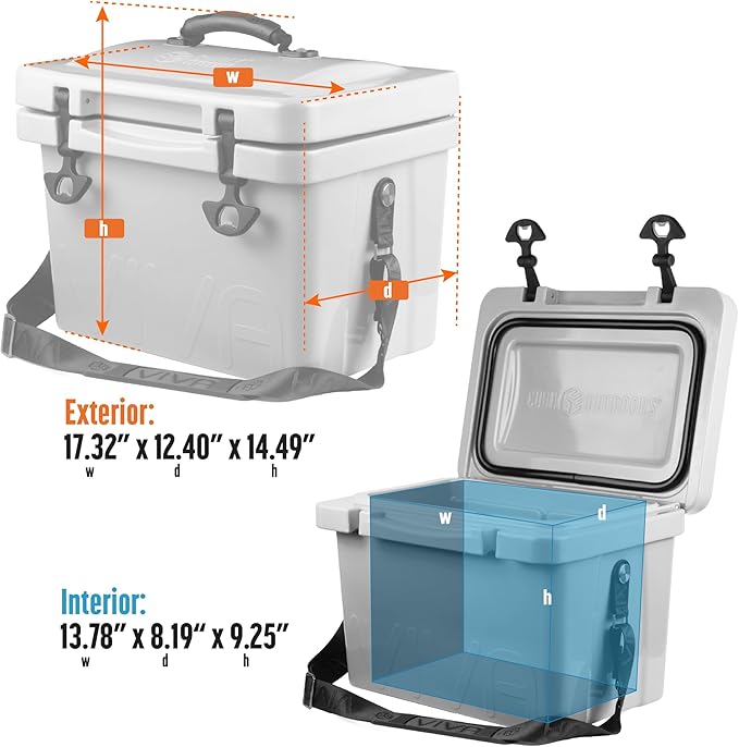 Viva 14QT On-The-Go Personal Portable Hard Cooler Ice Chest | Everyday, Beach, Sports, Gatherings, Groceries/Market