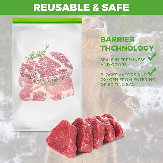 3 Pack Bear Bags for Food Backpacking, Odor Proof Bags-12ｘ20 Inch, Reusable Double Track Zip Closure Storage Bags Keep Fresh fit Camping, Water Sports, Hiking and Home Organization