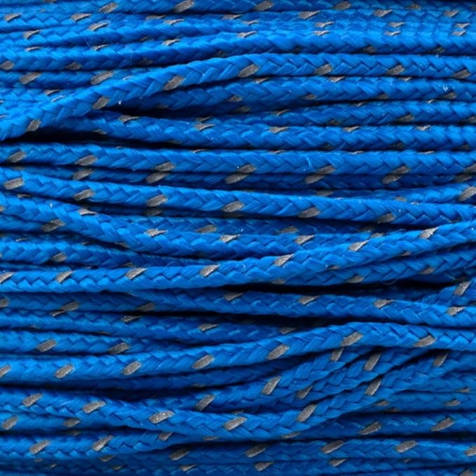 Paracord Planet Micro Paracord – Thin Braided Cord for Crafting, Fishing, and DIY Projects in 125 ft Spools – Reflective Royal Blue