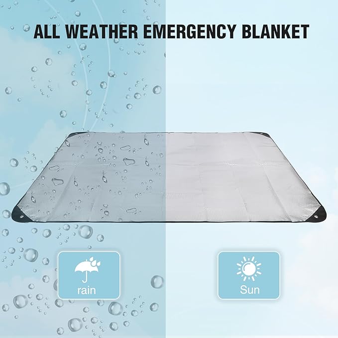 RedSwing 4 Pack Emergency Blankets, Waterproof Survival Thermal Tarp, Multipurpose Reflective Insulated All Weather Blankets for Camping Hiking, Black