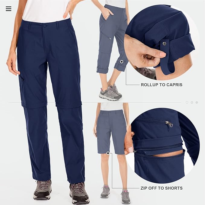 Women's Hiking Pants Convertible Zip Off Lightweight Quick Dry Outdoor Travel Camping Safari fising Pants