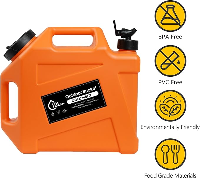 3.2 Gallon/5 Gallon Water Containers with Spigot, BPA Free Water Jug, Military Green Water Tank, Multifunction Water Storage Containers for Camping Outdoor Hiking,Emergency Stroage