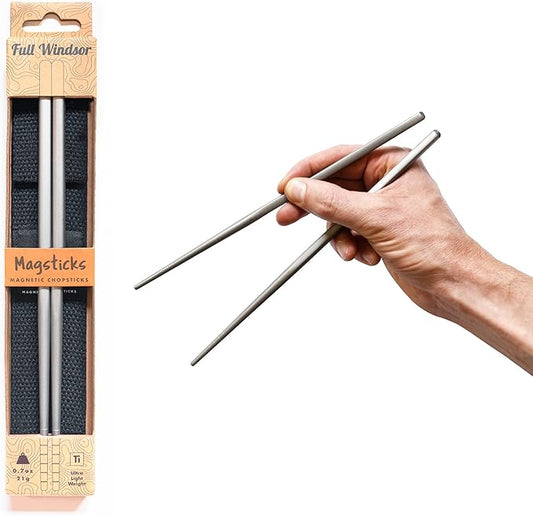 FULL WINDSOR - MAGSTICKS - Magnetic Titanium Chopsticks for Asian Cooking, Reusable Training Chopsticks for Travel, Cooking, and Dining, Lightweight Portable Utensils with Carrying Case for Daily Use