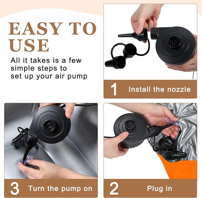 Realspring 6 Pcs Bean Bag Chairs for Adults Inflatable Chairs with Electric Air Pump,Blow up Couch Folding Portable Inflatable Couch Lazy Sofa for Reading Living Room Camping (Orange)