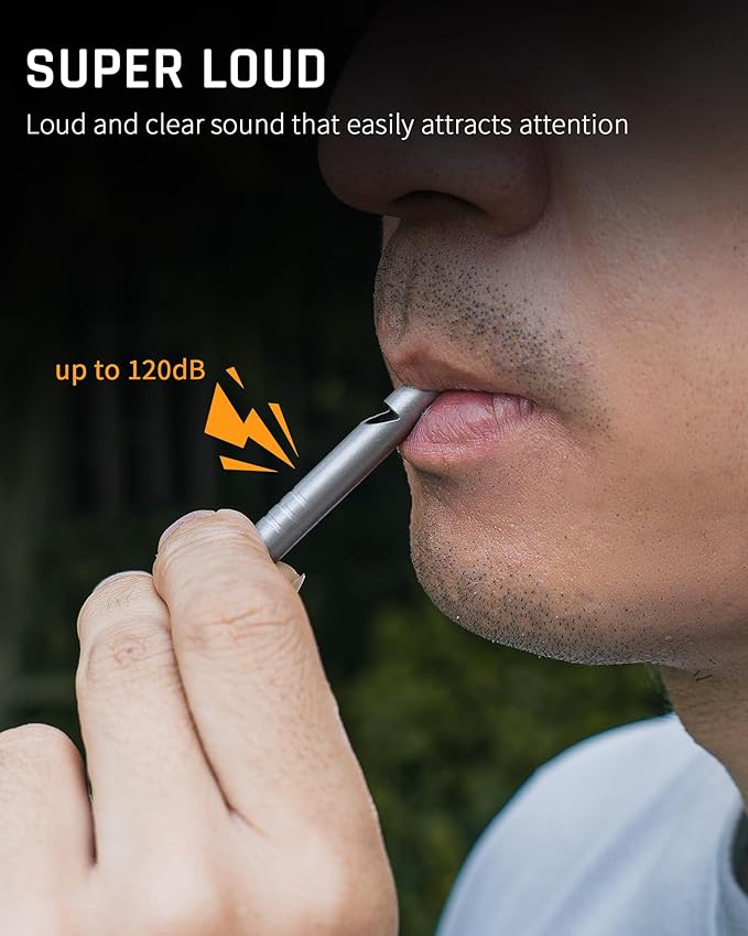 TISUR Titanium Emergency Whistle,120db Safety Whistle with Lanyard,Outdoor Survival Small Whistle for Life Saving,Hiking,Pets Training,Coach Sports