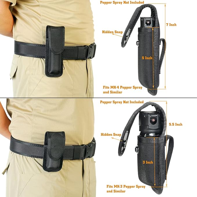 Molded OC/Mace Spray Pouch for Duty Belt,OC/Mace Spray Holder Pouch with Hidden Snap,Top Flap Police Duty OC Pepper Spray Holder MK3 or MK4