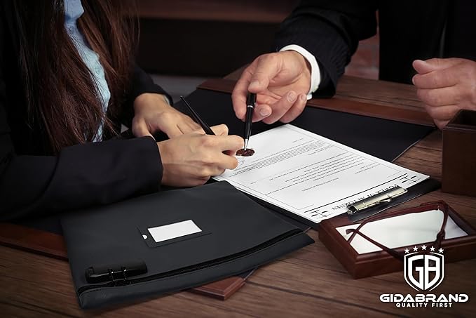 Notary Bag with Lock | 14x11 inch | Black | Zipper Notary Supplies Bag | Locking Notary Bag for Notary Kit, Stamp, Embosser, Ink Pad, and Valuables | Locking Document Bag | Journal Carrying Case